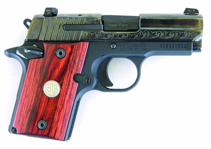 SIG Sauer P938 Engraved Rosewood Micro-Compact 938-9-ESR 9mm Luger