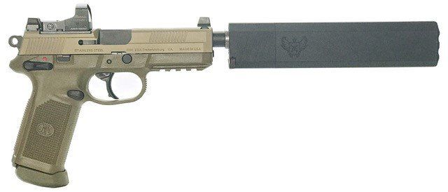 pistol with suppressor